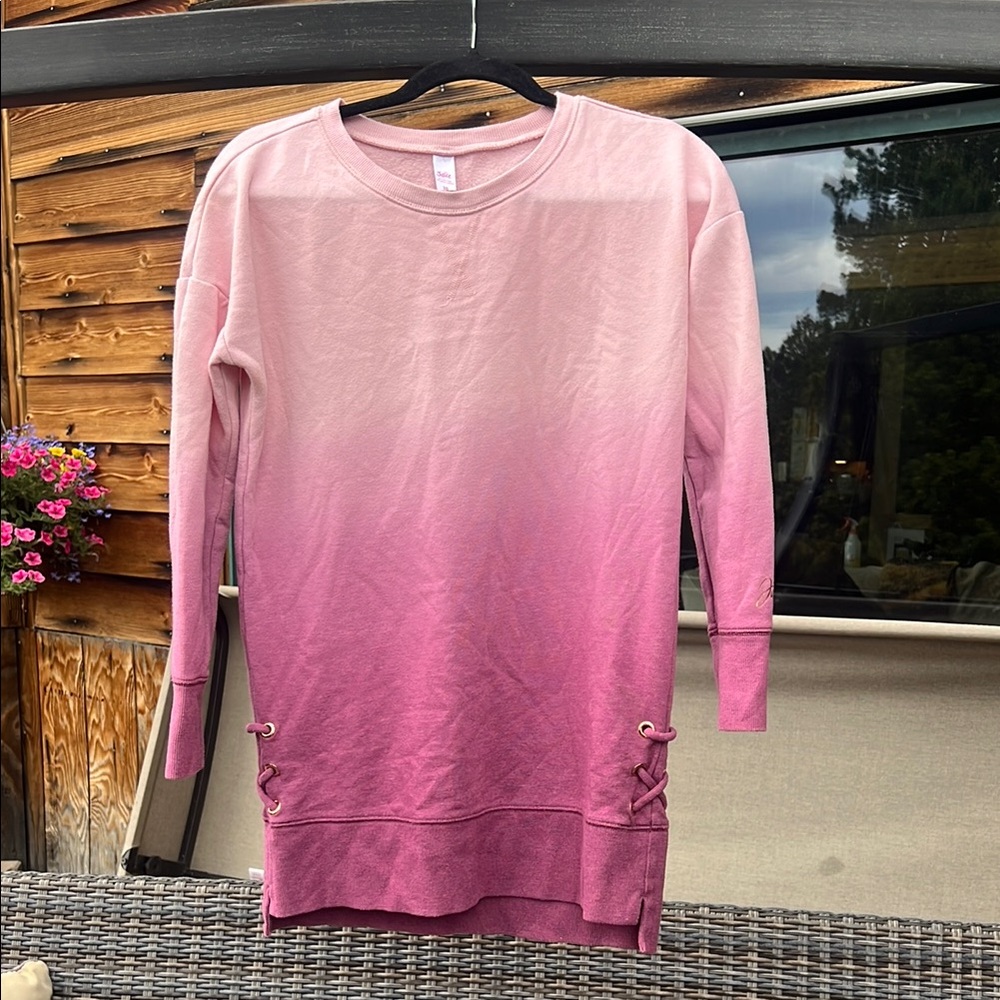 Justice Light Pink Ombré Crew Neck Top, Size 10